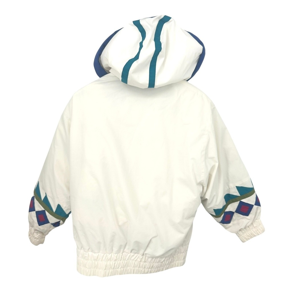 London Fog Jacket Womens M White 90s Retro Ski Colorblock Puffer Gorpcore - Picture 2 of 9